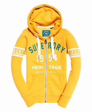 Superdry 1954 Heritage Cipzár Női Kapucnis Pulóver Sárga | NYWQD9860